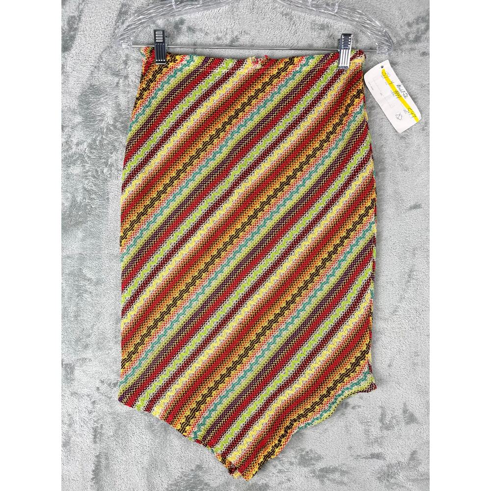 Vintage 90s Y2K Rampage Knit‎ Skirt XS Fairy Boho Funky Diagonal Striped